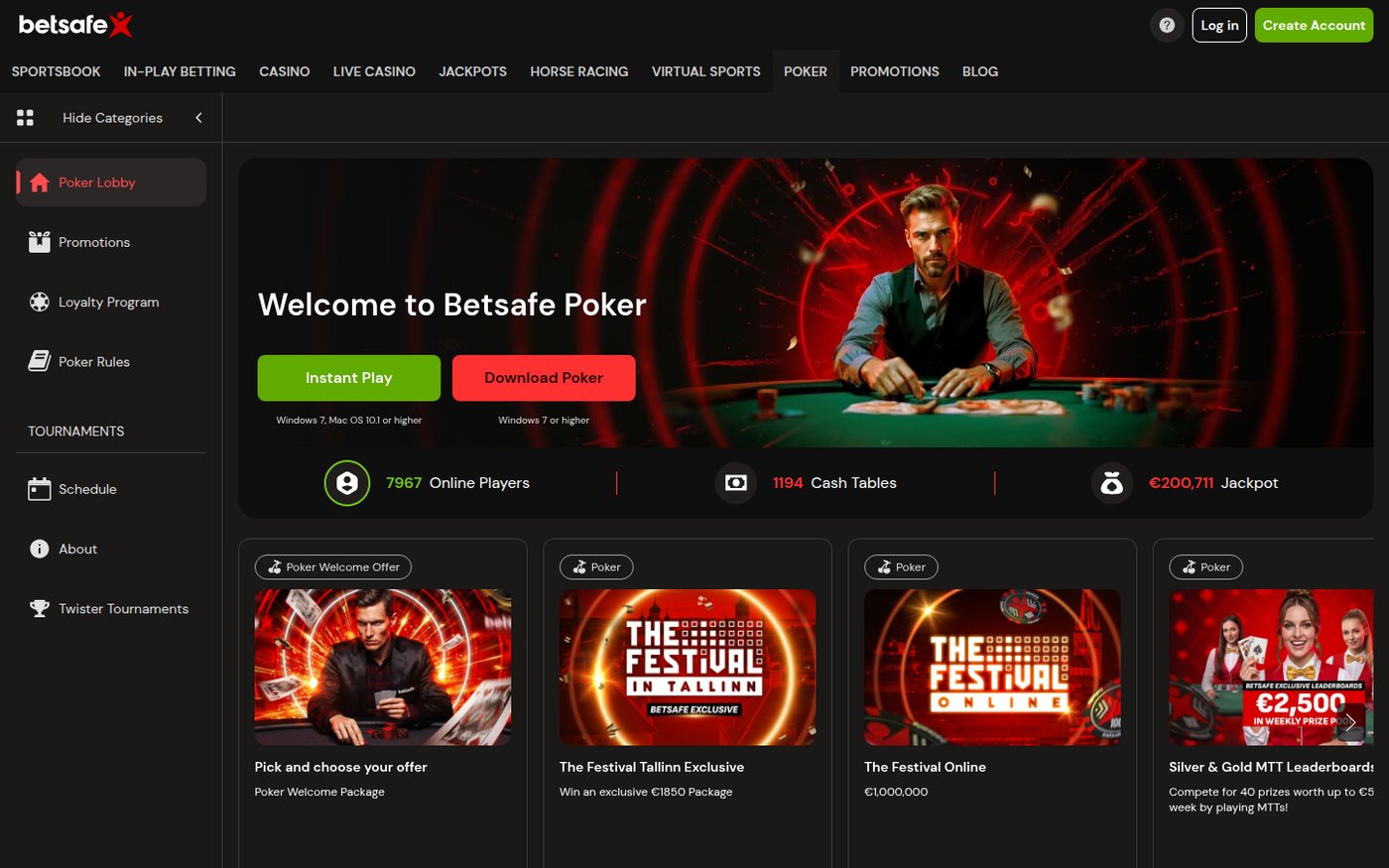 Betsafe Poker poker homepage