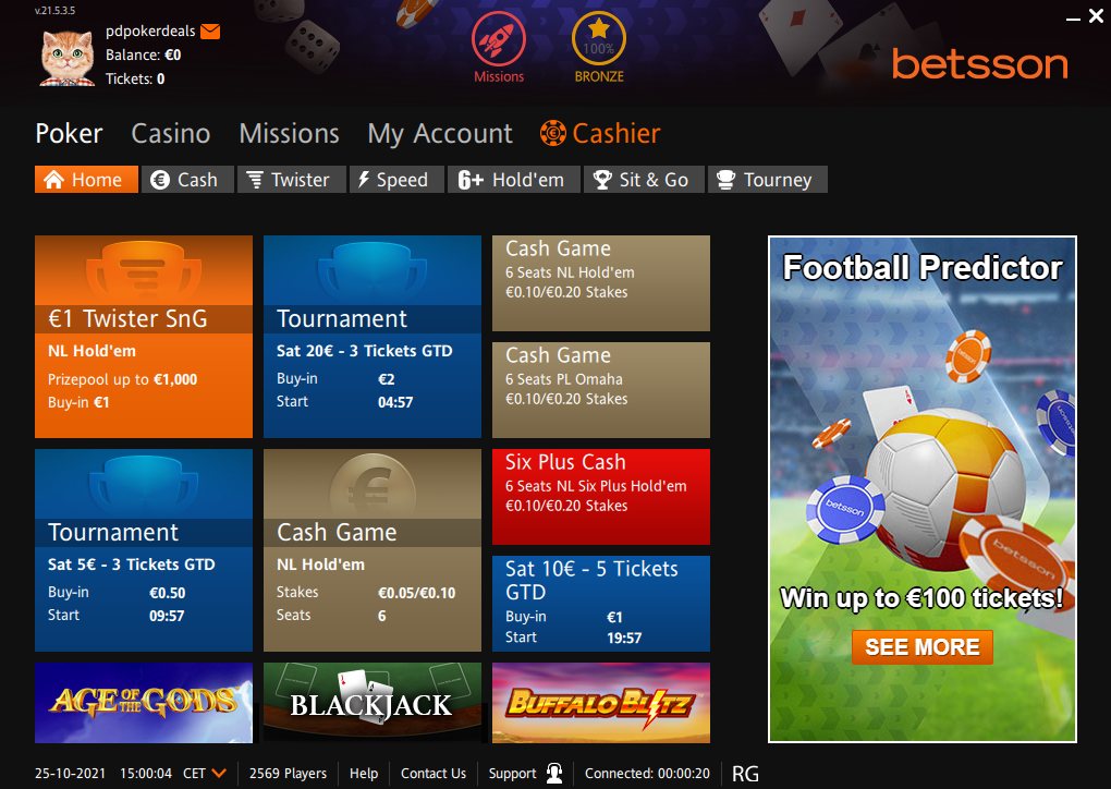 Betsson Poker lobby