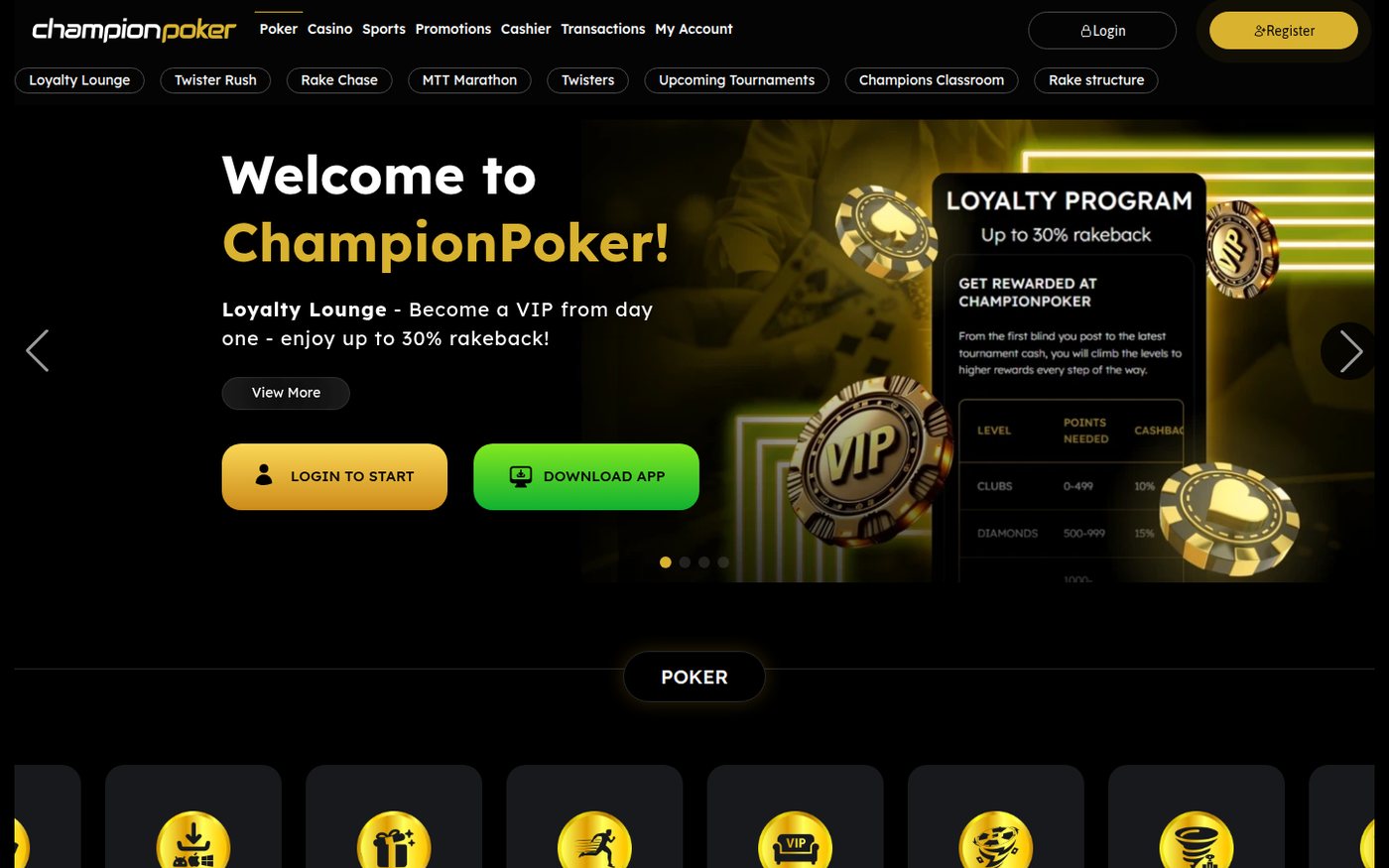 ChampionPoker poker homepage